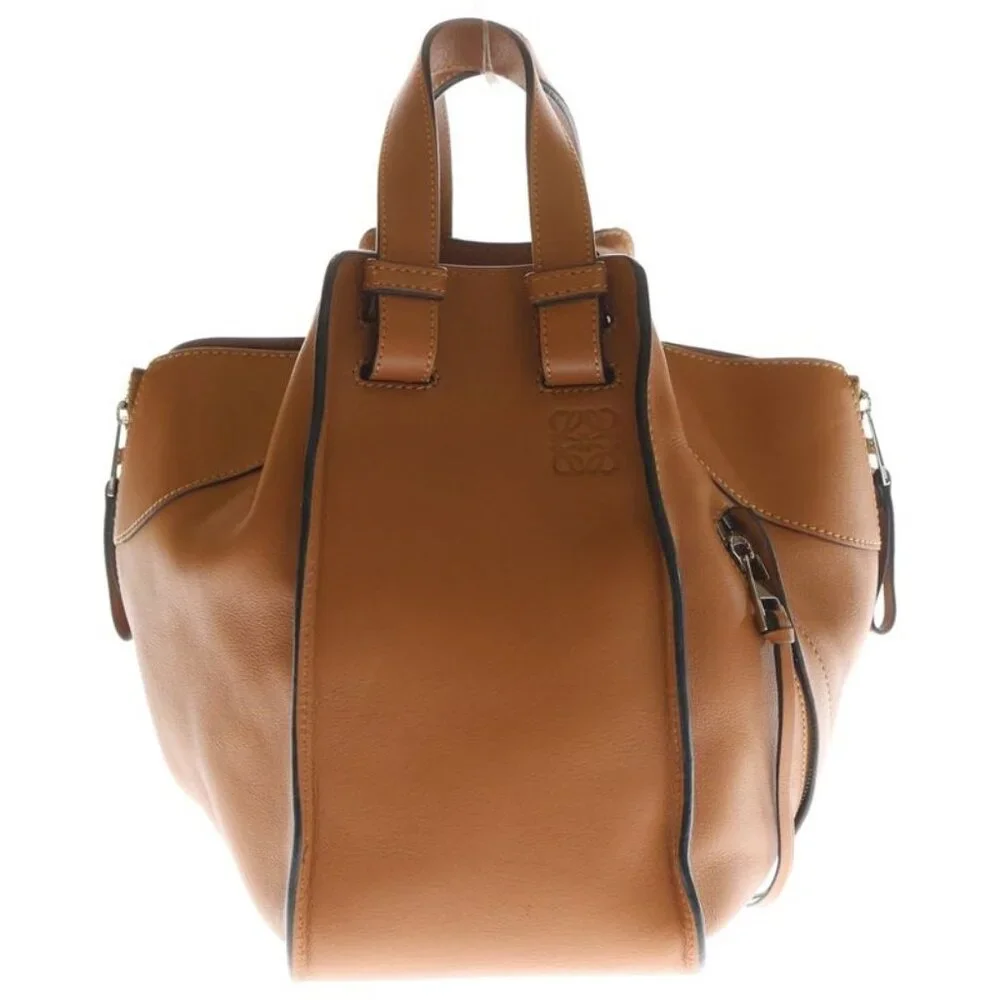 ★SOLD★ Loewe Hammock Shoulder Bag Handbag Leather Brown Small Silver Hardware - Picture 1 of 6
